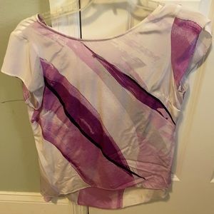 NWT White House Black Market Abstract Purple/ Pink Silk Shirt, size XS